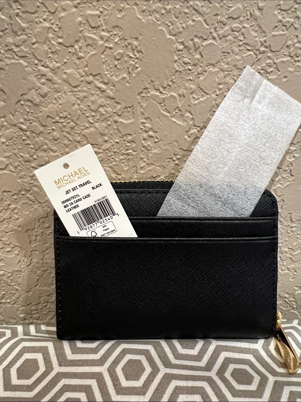 Michael Kors Black Card Case with Gold Logo Hardware
